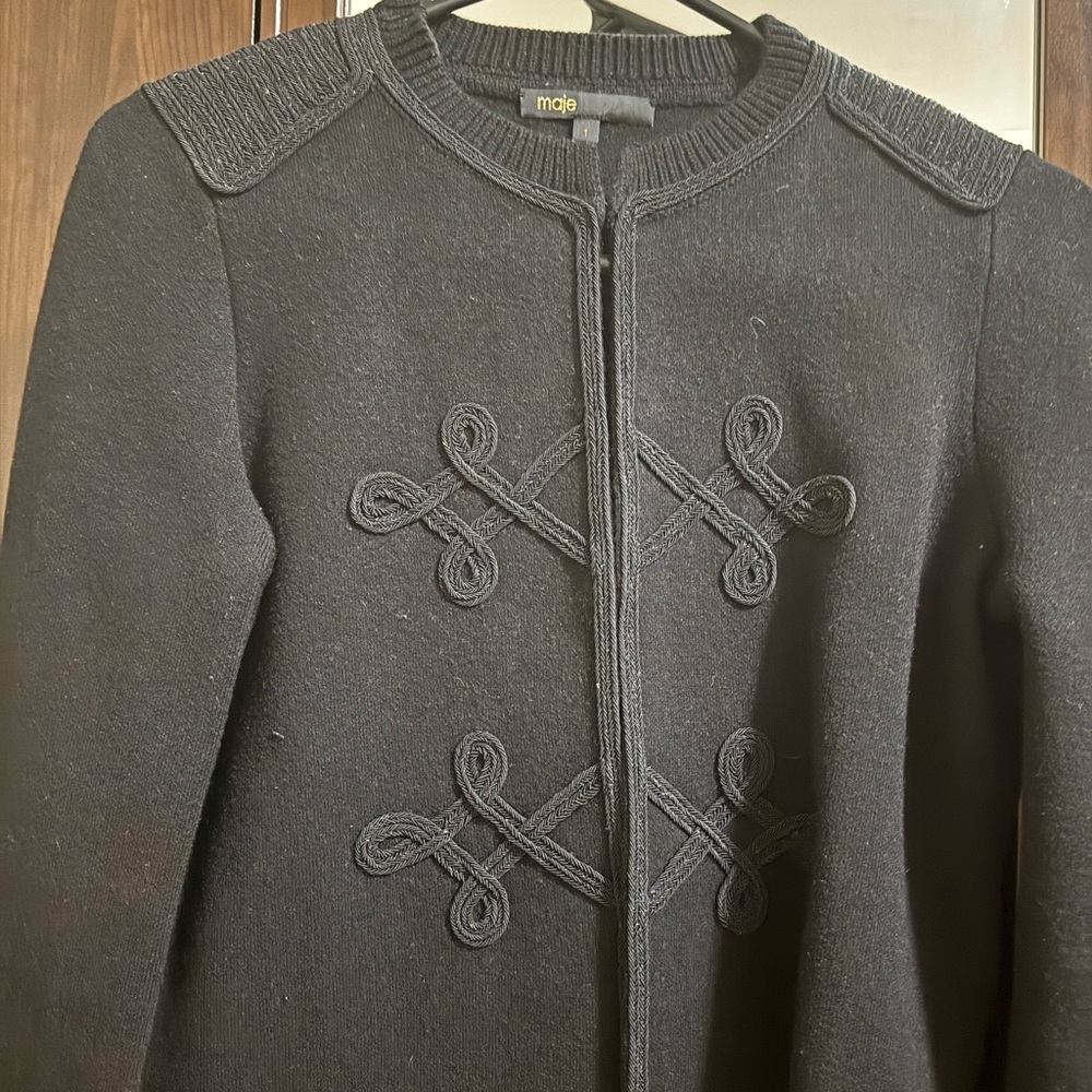 Black embroidered Maje Cardigan